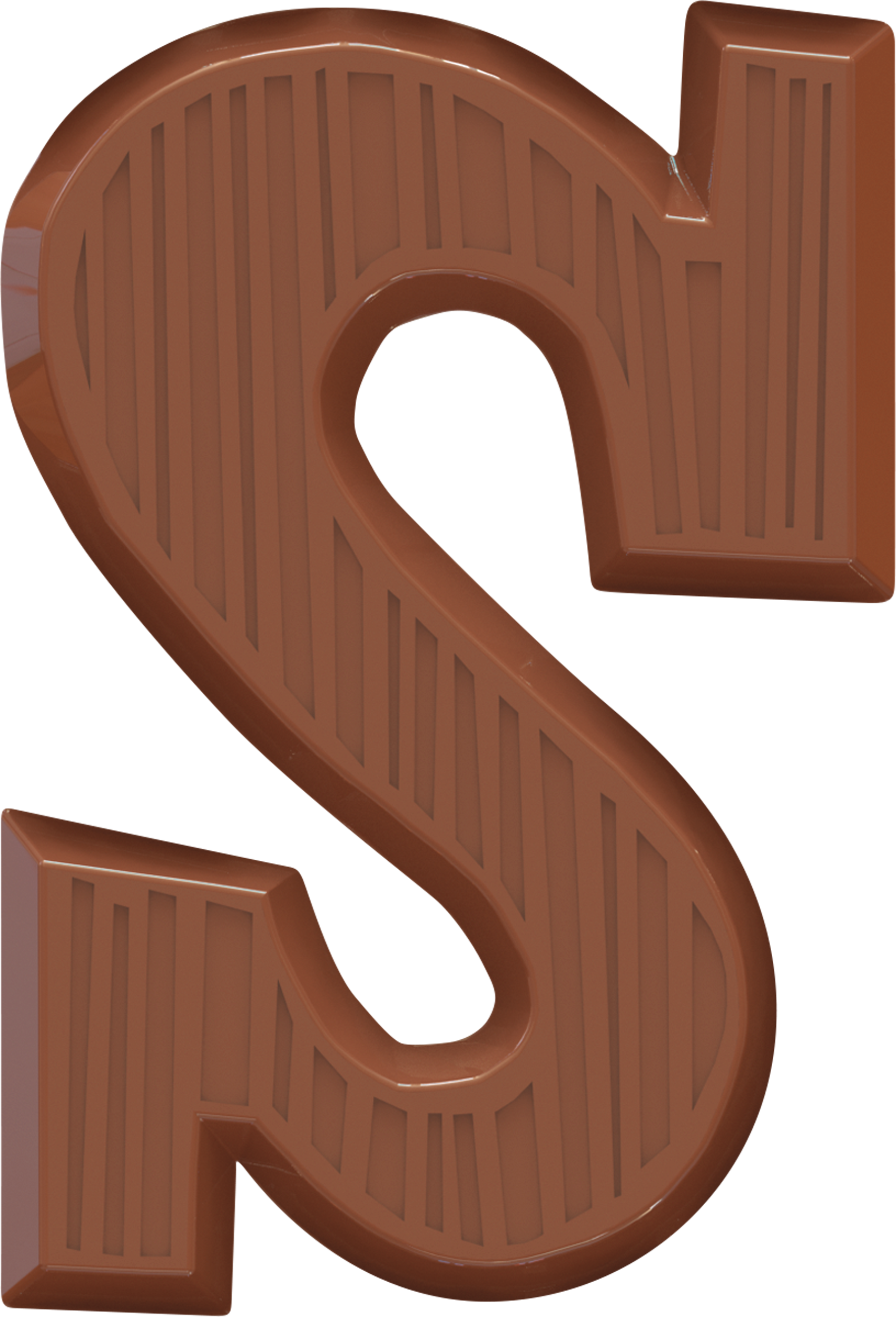 Tony’s Chocolonely melk chocolade hazelnoot letter S getoond onverpakt voor Sinterklaas gifting.