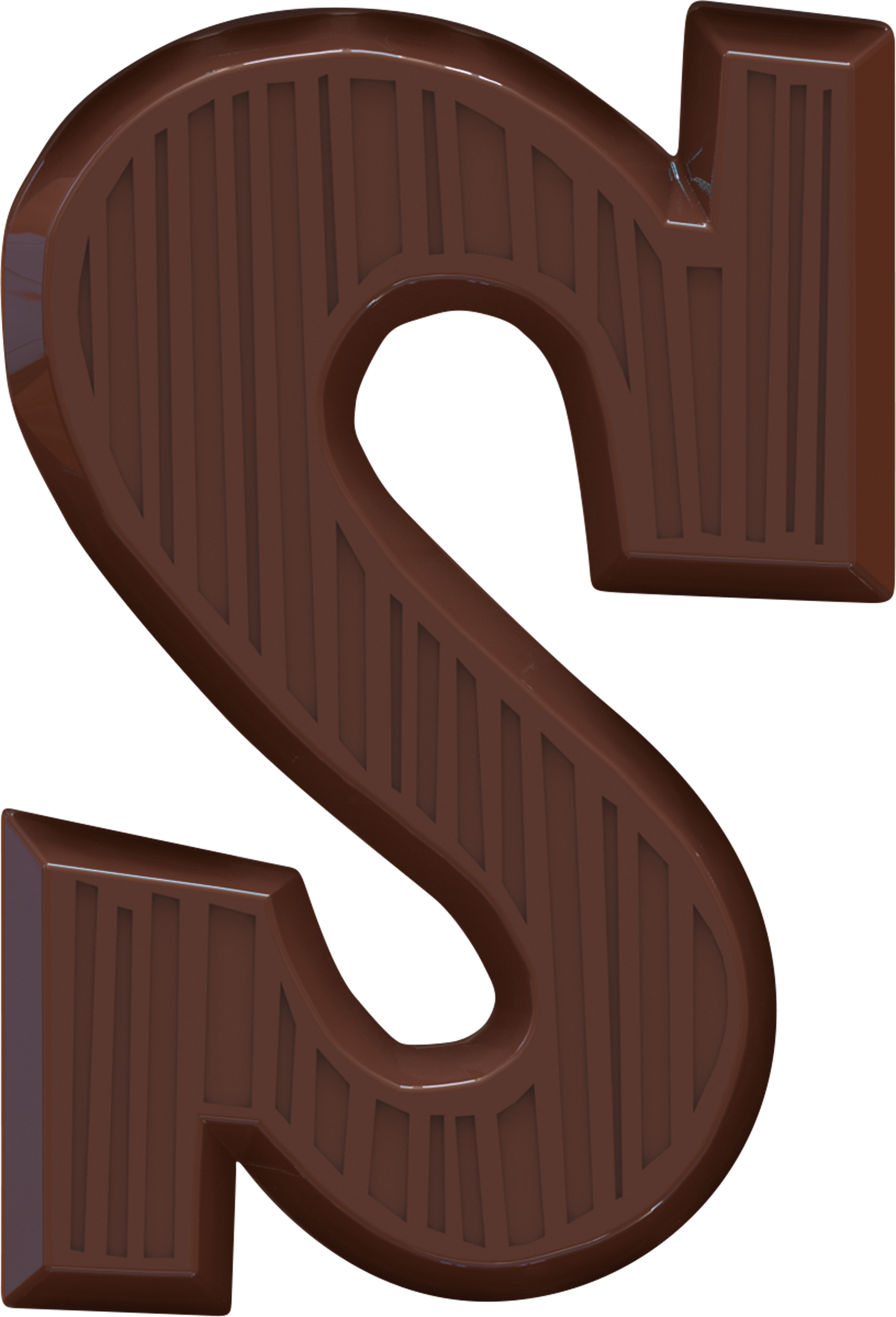 Tony’s Chocolonely pure chocolade pepernoot letter S getoond onverpakt voor Sinterklaas gifting.