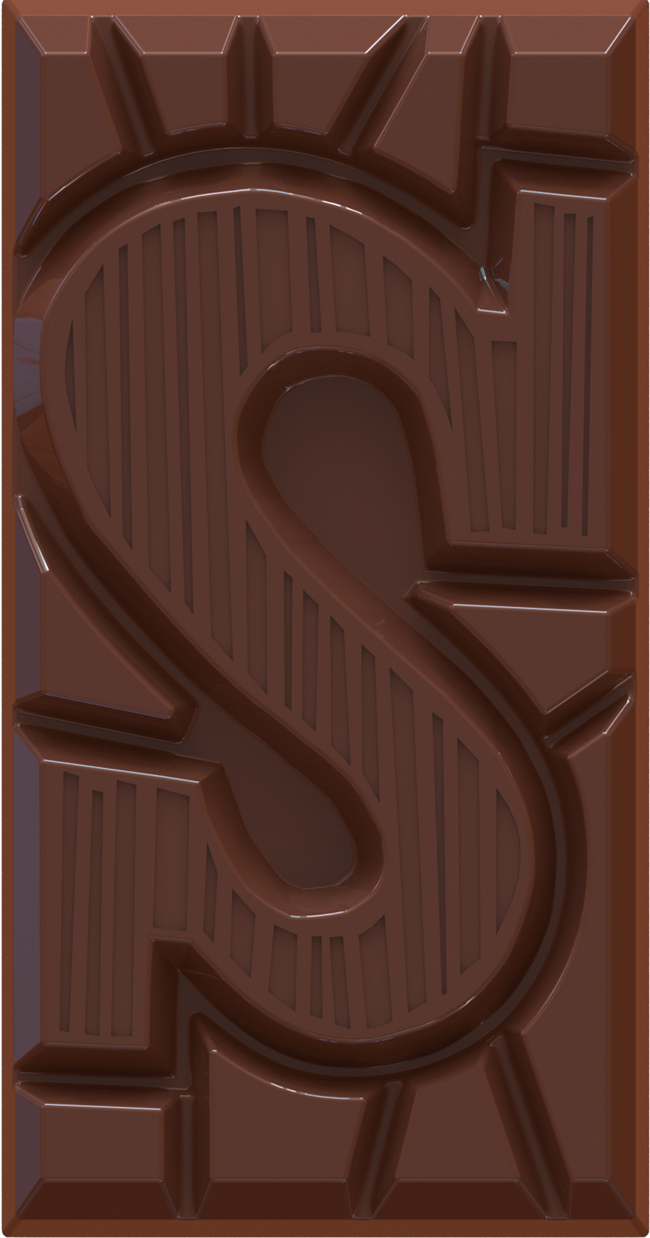Pure pepernoot chocoladeletter S van Tony’s Chocolonely voor Sinterklaas getoond zonder verpakking.