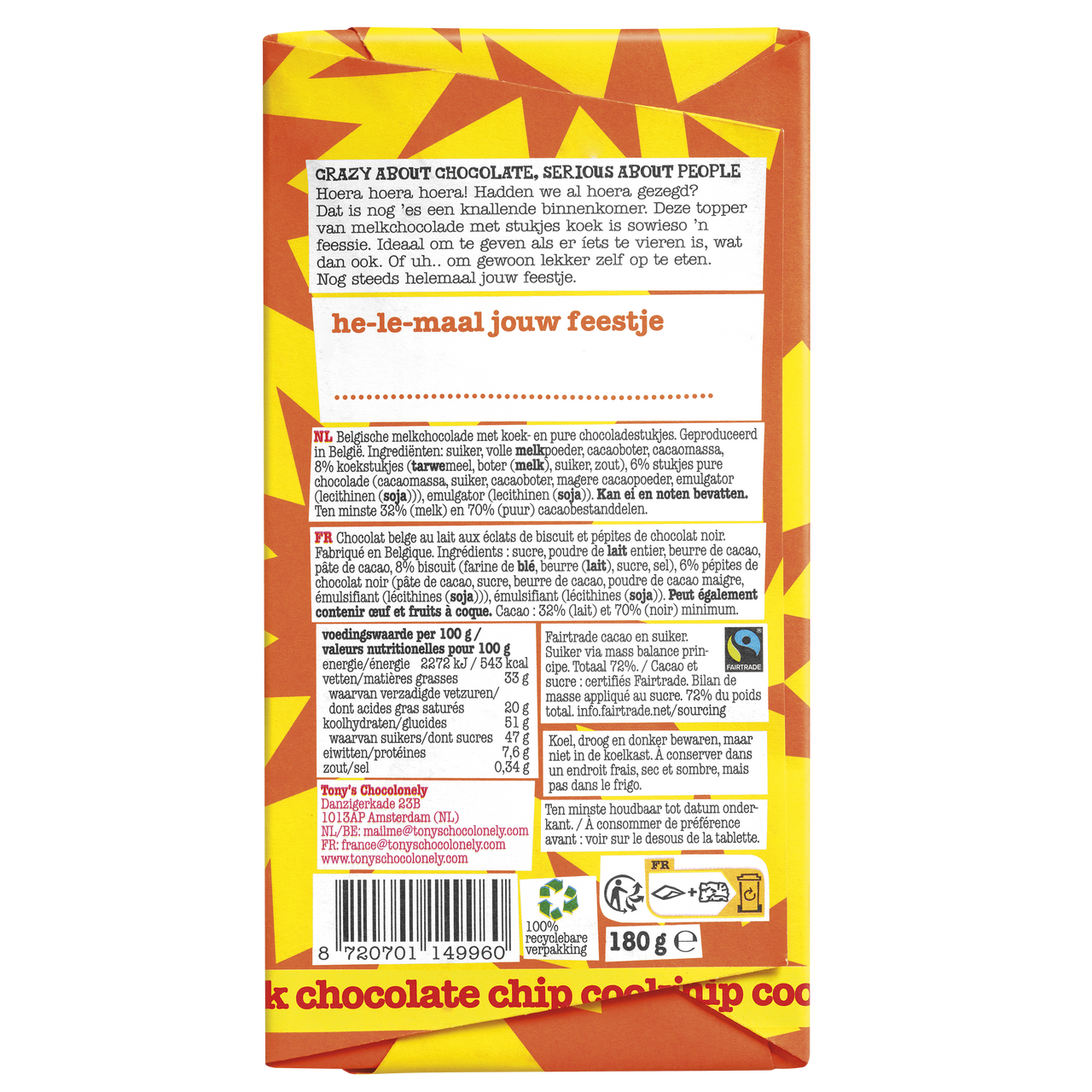 gefeliciteerd - melk chocolate chip cookie