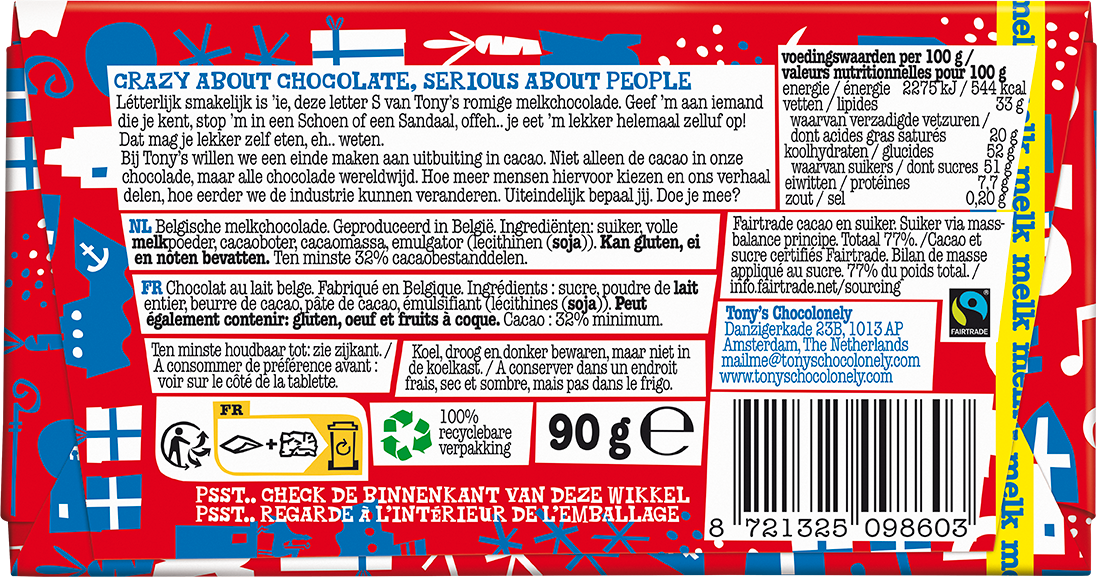 Schoenletter S melk (21 x 90gr)